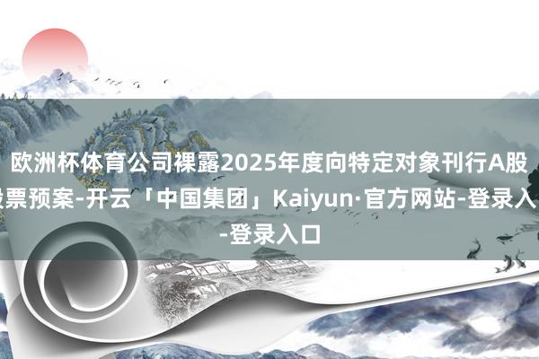 欧洲杯体育公司裸露2025年度向特定对象刊行A股股票预案-开云「中国集团」Kaiyun·官方网站-登录入口