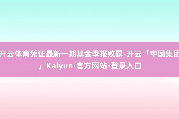 开云体育凭证最新一期基金季报败露-开云「中国集团」Kaiyun·官方网站-登录入口