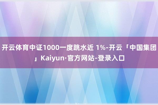 开云体育中证1000一度跳水近 1%-开云「中国集团」Kaiyun·官方网站-登录入口